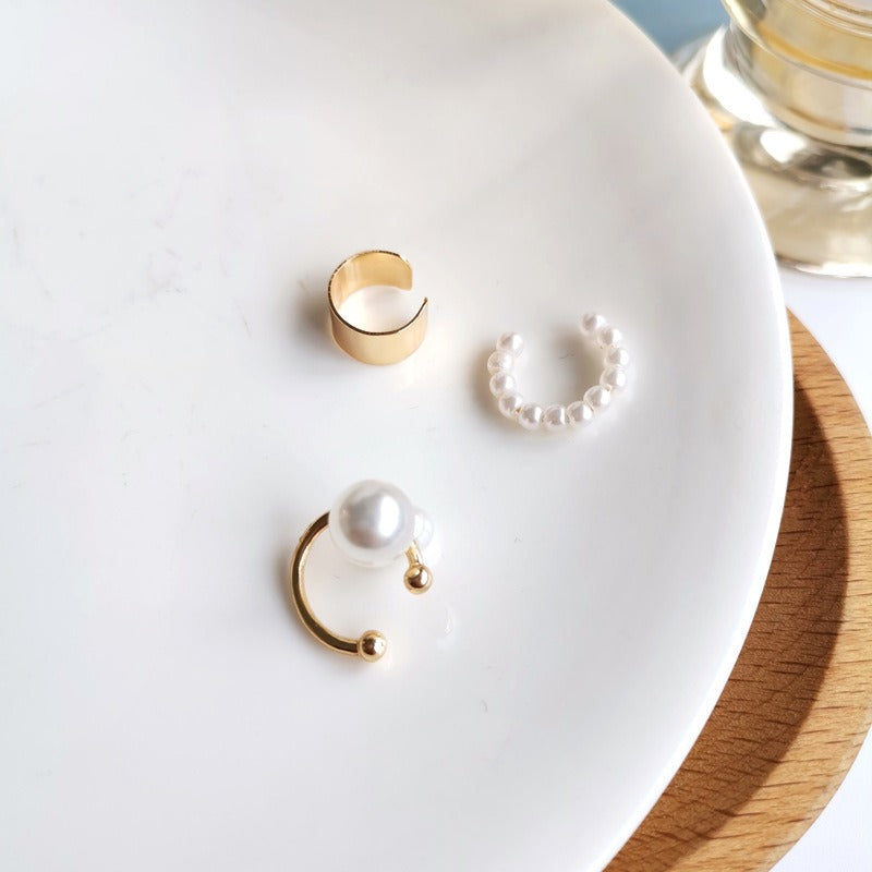 Pearl Ear Clip Three Piece Set