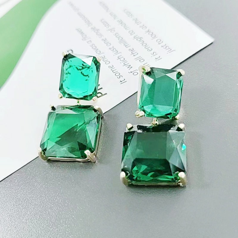 Geometric Square Crystal Earrings