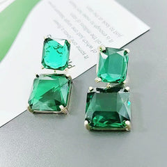 Geometric Square Crystal Earrings