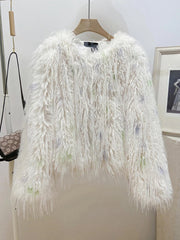 Color Flecks Faux Fur Short Coat