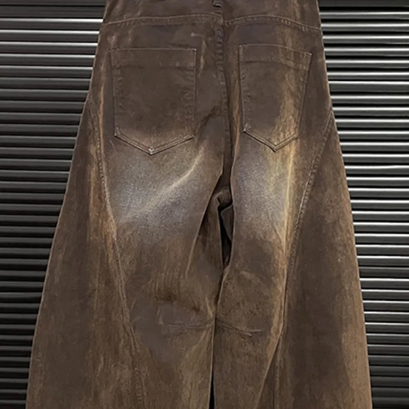 Washed Loose Straight Leg Denim Pants