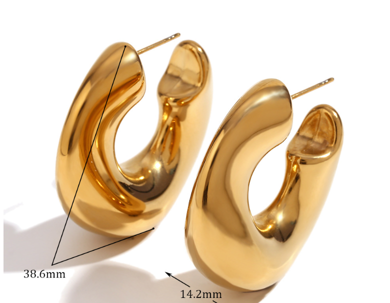 Gold Irregular Chunky Hoop Earrings