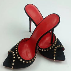 Rivet Fish Mouth Stiletto Sandals