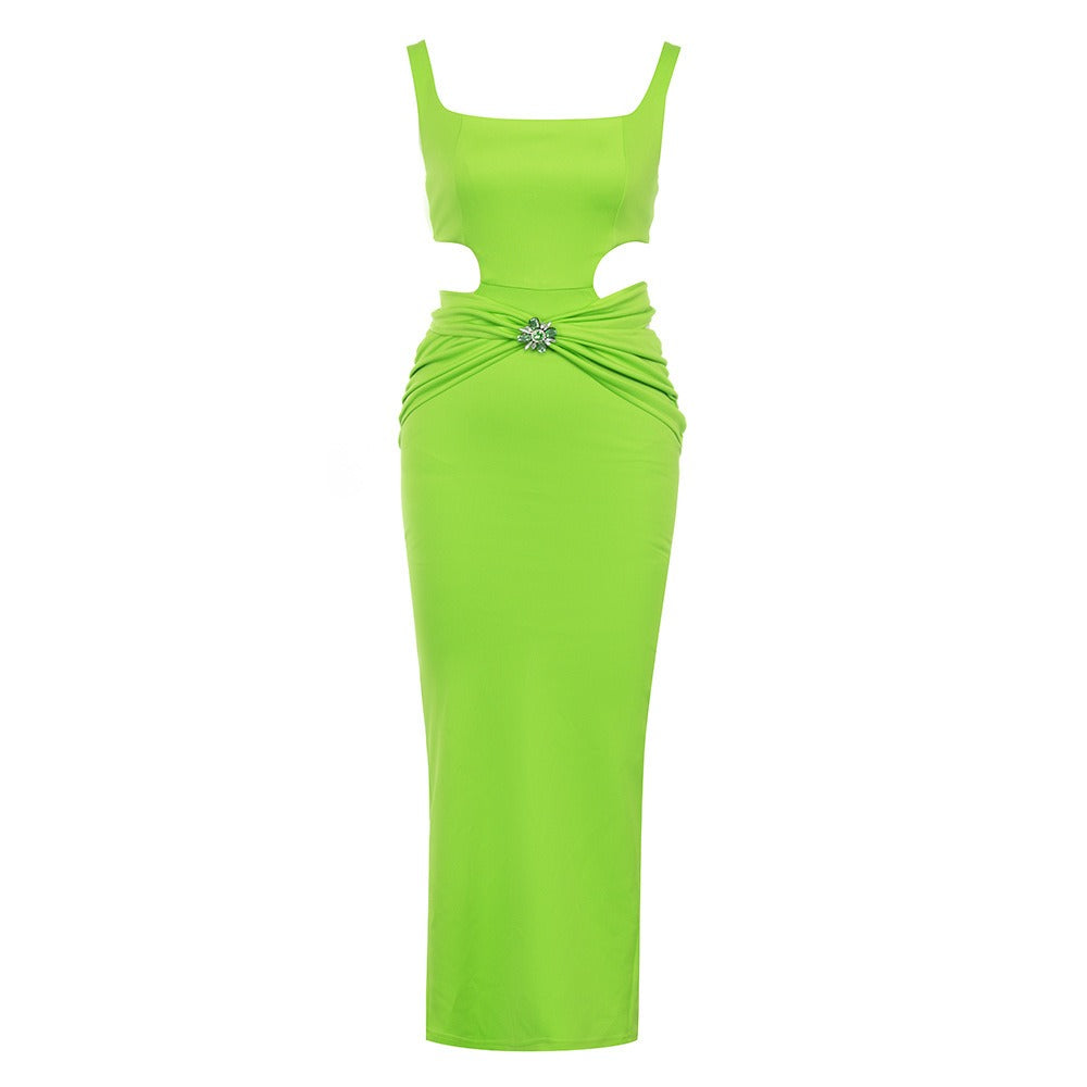 Green Hollow Out Bandage Dress