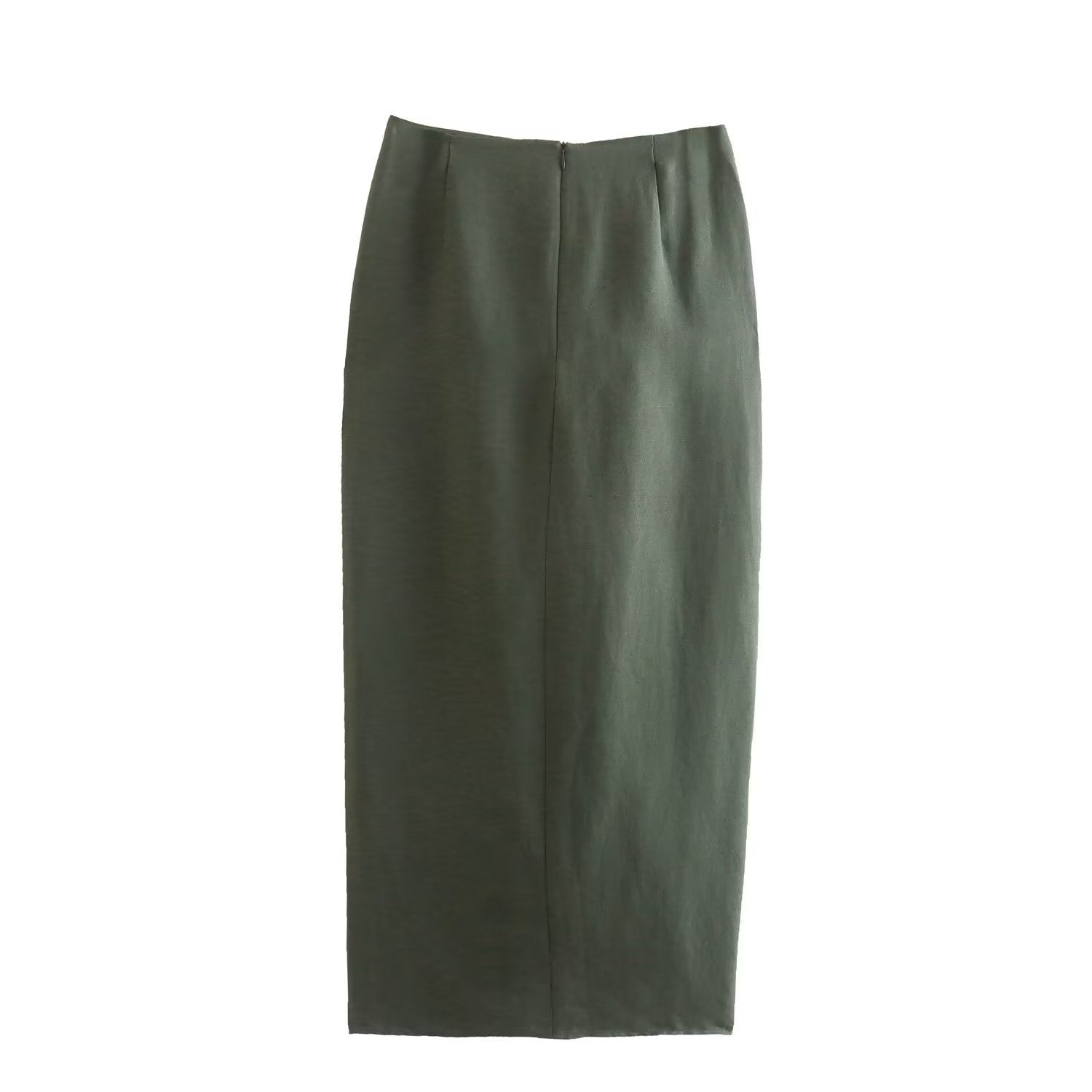 Elegant Olive Green Two-Piece Skirt Set