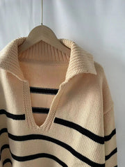 Stripes Cuff Slit Sweater