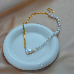 White Heart Bead Chain Necklace