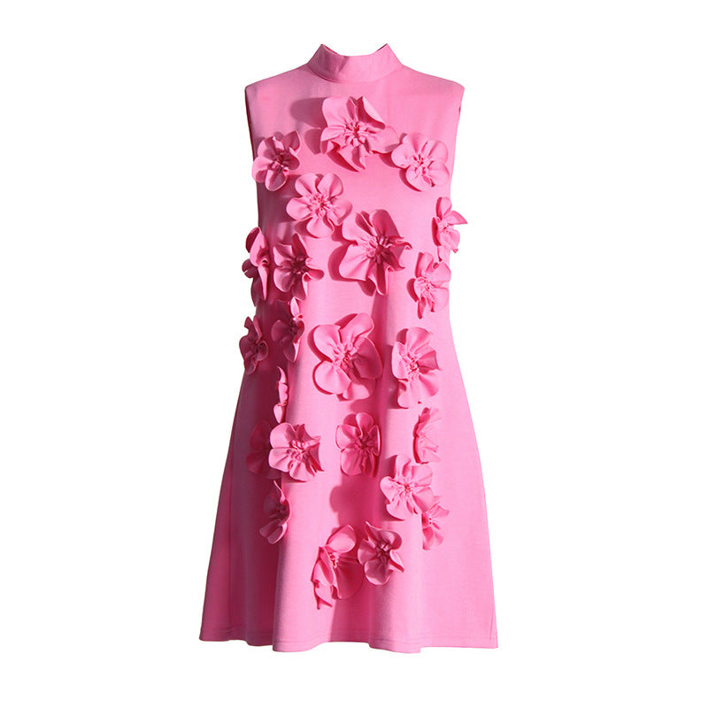 Splicing 3D Flower A-Line Short Dress