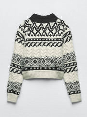 Jacquard Knitted Cropped Sweater
