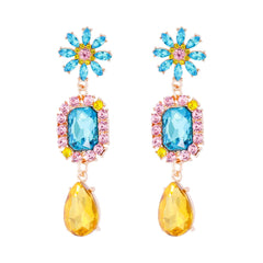 Crystal Flower Water Drop Earrings