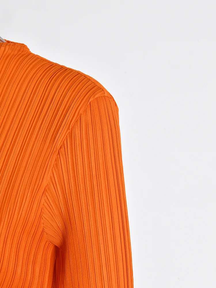 Orange Tassel Pleated Dress