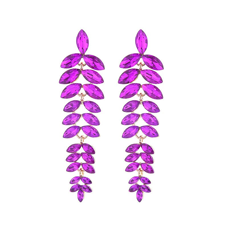 Multi-Layered Diamond Leaf Flower Earrings