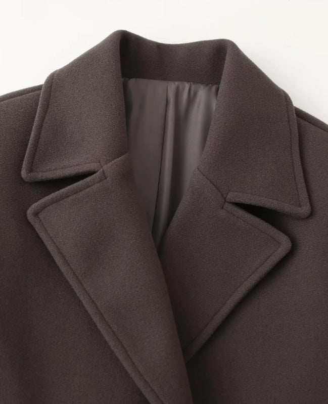 Elegant Gray Double Breasted Charm Coat