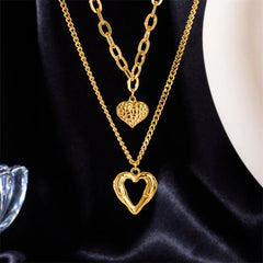 Double Hearts Gold Plated Necklace