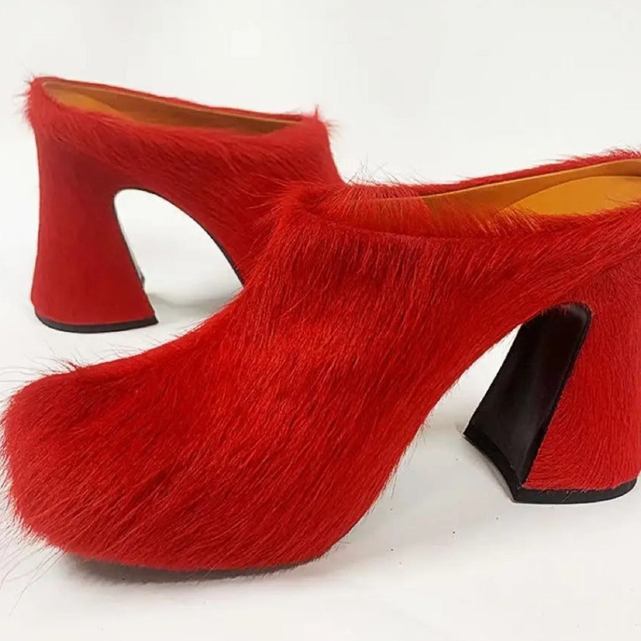 Casual Round Head Candy Colored Fur Shoes