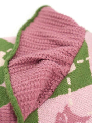 Diamond Grid Cat Afternoon Tea Embroidered Sweater