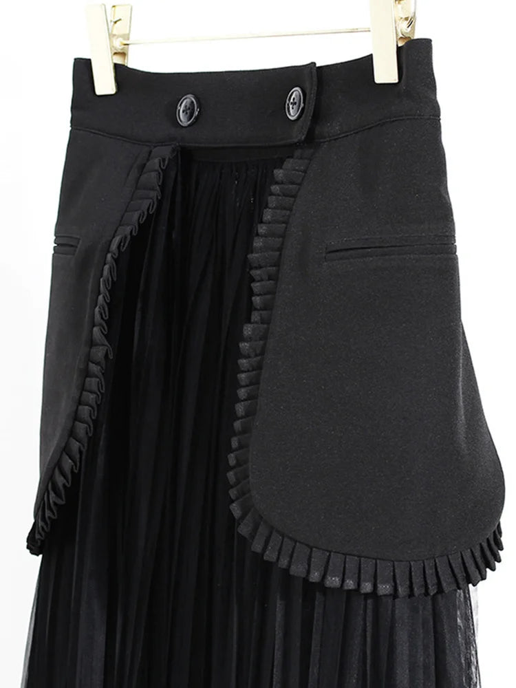 Pre Order:  Black Blazer+Fringe Skirt Set