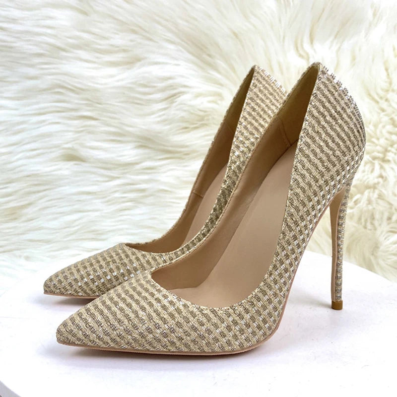 Glittery Gold Stiletto Pumps