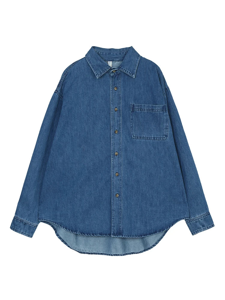 Denim Long Sleeved Loose Shirt