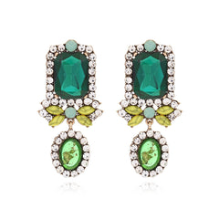 Green Geometric Diamond Earrings