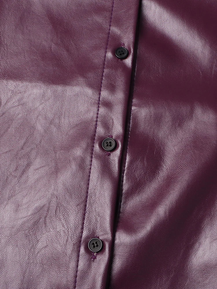 Dark Purple Faux Leather Jacket