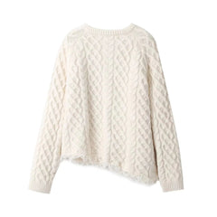 Fringed Asymmetric Hem Knitted Cardigan
