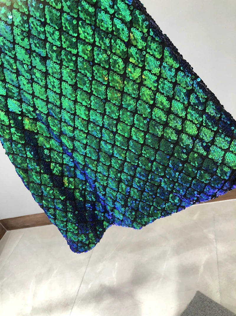 Green Sequined Chain Strap Dress