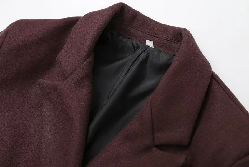 Double Breasted Padded Shoulder Lapel Coat