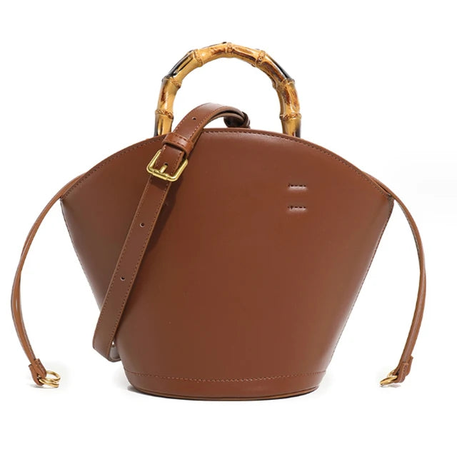 Bucket Bamboo Handle Crossbody Bag