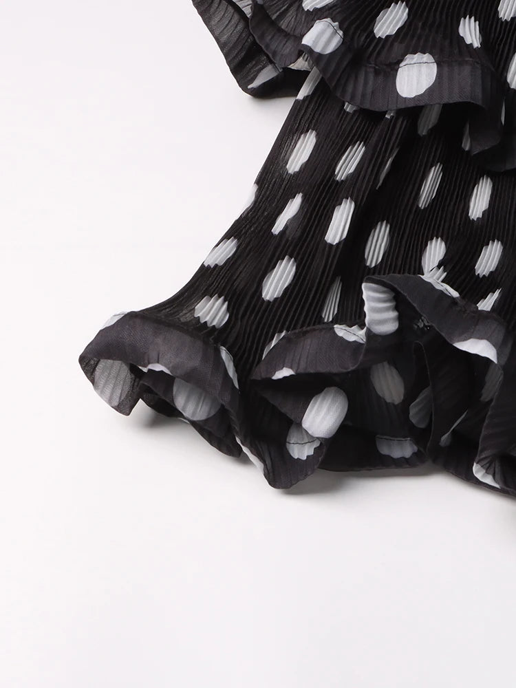 Polka Dots Ruffles Midi Dress