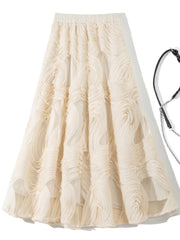 Pleated Elastic Waist Midi Skirt