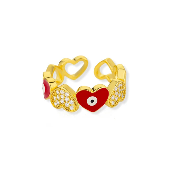 Hearts Link Open Adjustable Rings