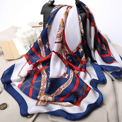 Chain Silk Satin Square Scarf