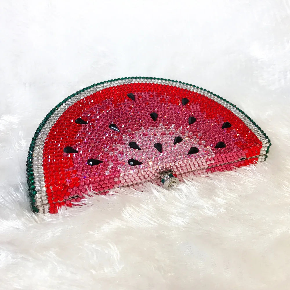 Watermelon Slice Rhinestones Metal Handbag