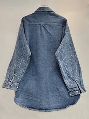 Diamond Studded Loose Denim Shirt