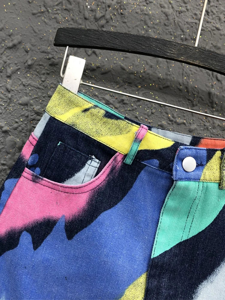 Rainbow High Waist Hip Hugging Mini Skirt