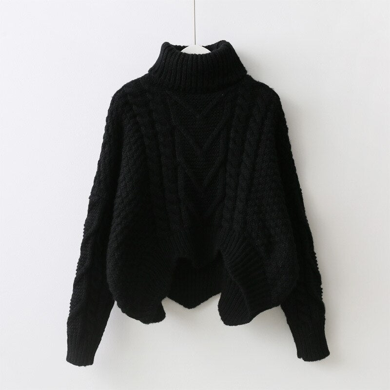 Casual Solid Turtle Neck Knitted Sweater