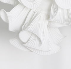 Milky White Hip-Wrapped Ruffled Patchwork Mini Skirt