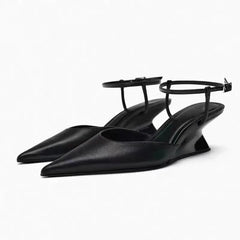 Slope Heel Buckle Strap Sandals