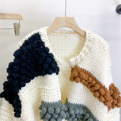 3D Ball Loose Rod Needle Knitted Cardigan