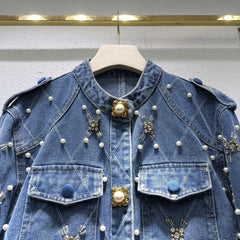 Diamond Grid Nail Bead Inlaid Jacket