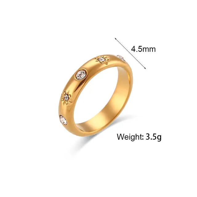 Zircon Pearl Stainless Steel Ring