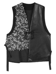 Splicing PU Leather Vest