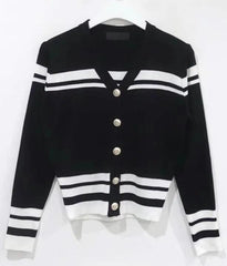 Striped Slim Fit Knitted Cardigan