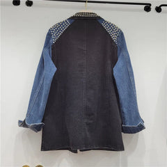 Rivet Diamond Denim Spliced Loose Jacket