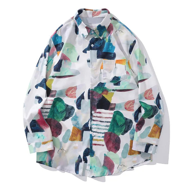 Multicolor Patch Design Oversized Shirt