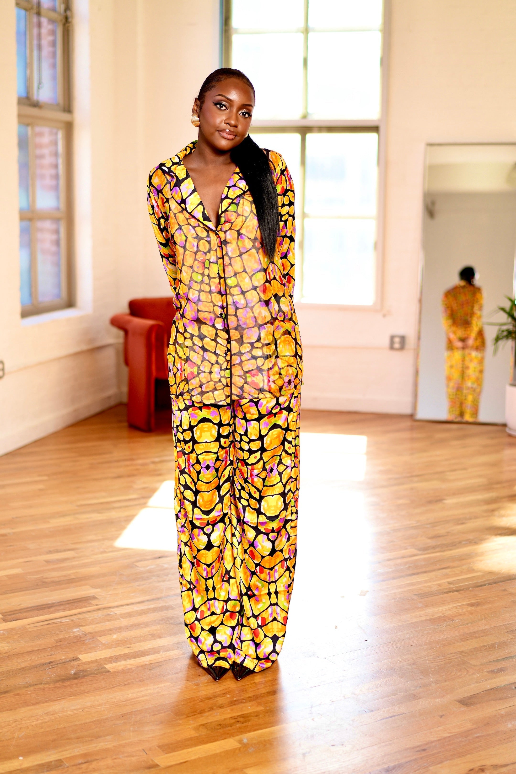 Giraffe Printed Silk + Satin Set