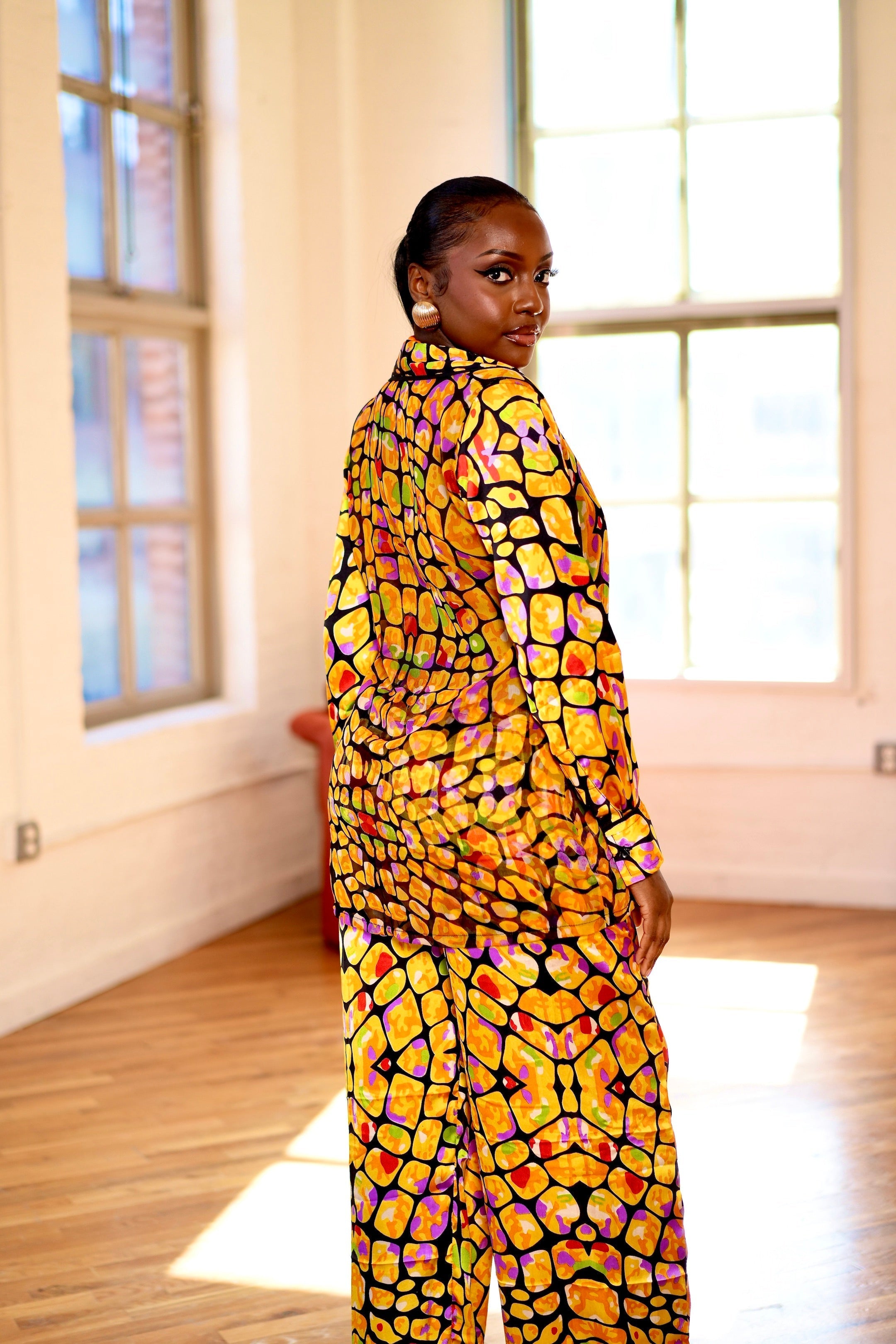 Giraffe Printed Silk + Satin Set