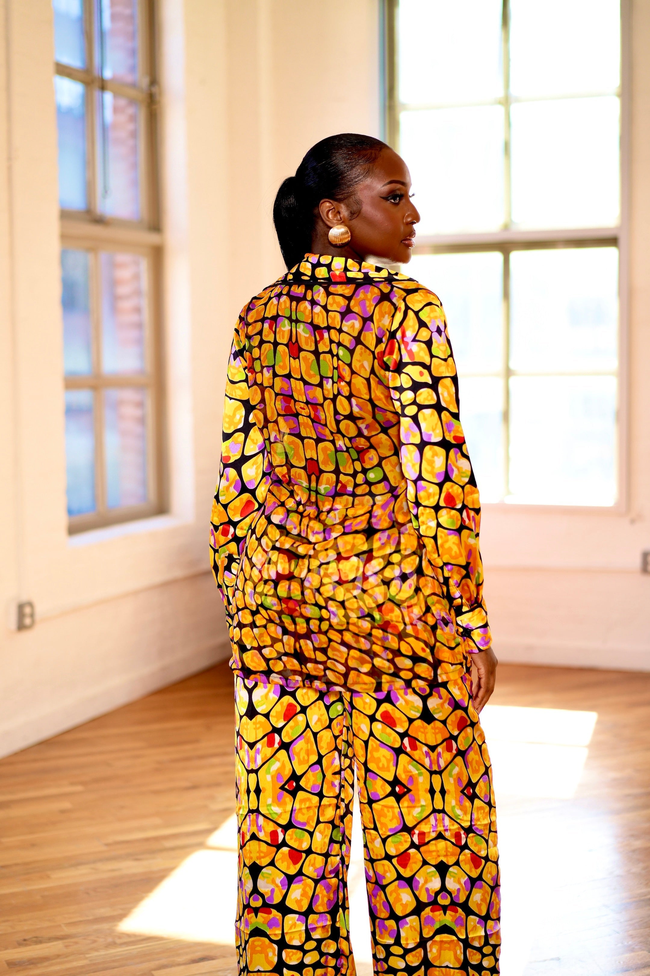Giraffe Printed Silk + Satin Set