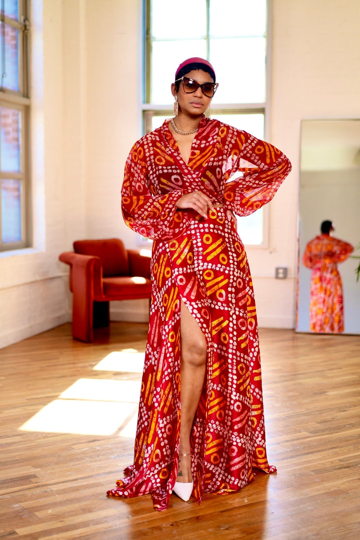 Red Velvet Chiffon + Silk Set - DMNJ